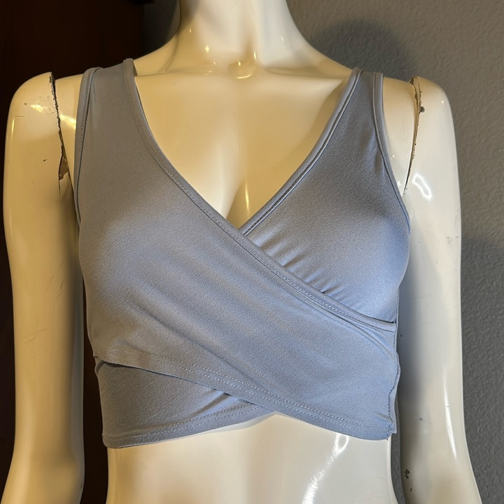 Blue Criss-Cross Crop TOP